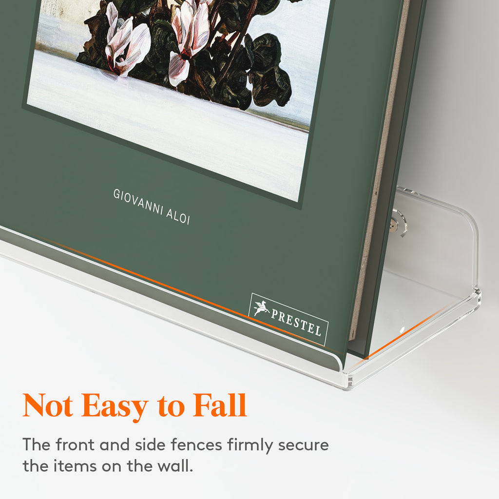 Floating Wall Shelf 15 Inch Transparent Acrylic – Clear Wall-Mounted Display Shelf for Books, Vinyl Records, Photos & Decor | Space-Saving Storage Organizer for Bedroom, Living Room, Bathroom & Kitchen