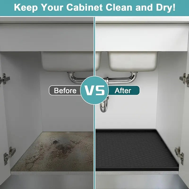 Under Sink Mat Waterproof 34x22 Inch - Silicone Cabinet Liner Drip Tray for Kitchen & Bathroom, Shelf Protector Organizer for Under Sink Storage, Large & Gray Options