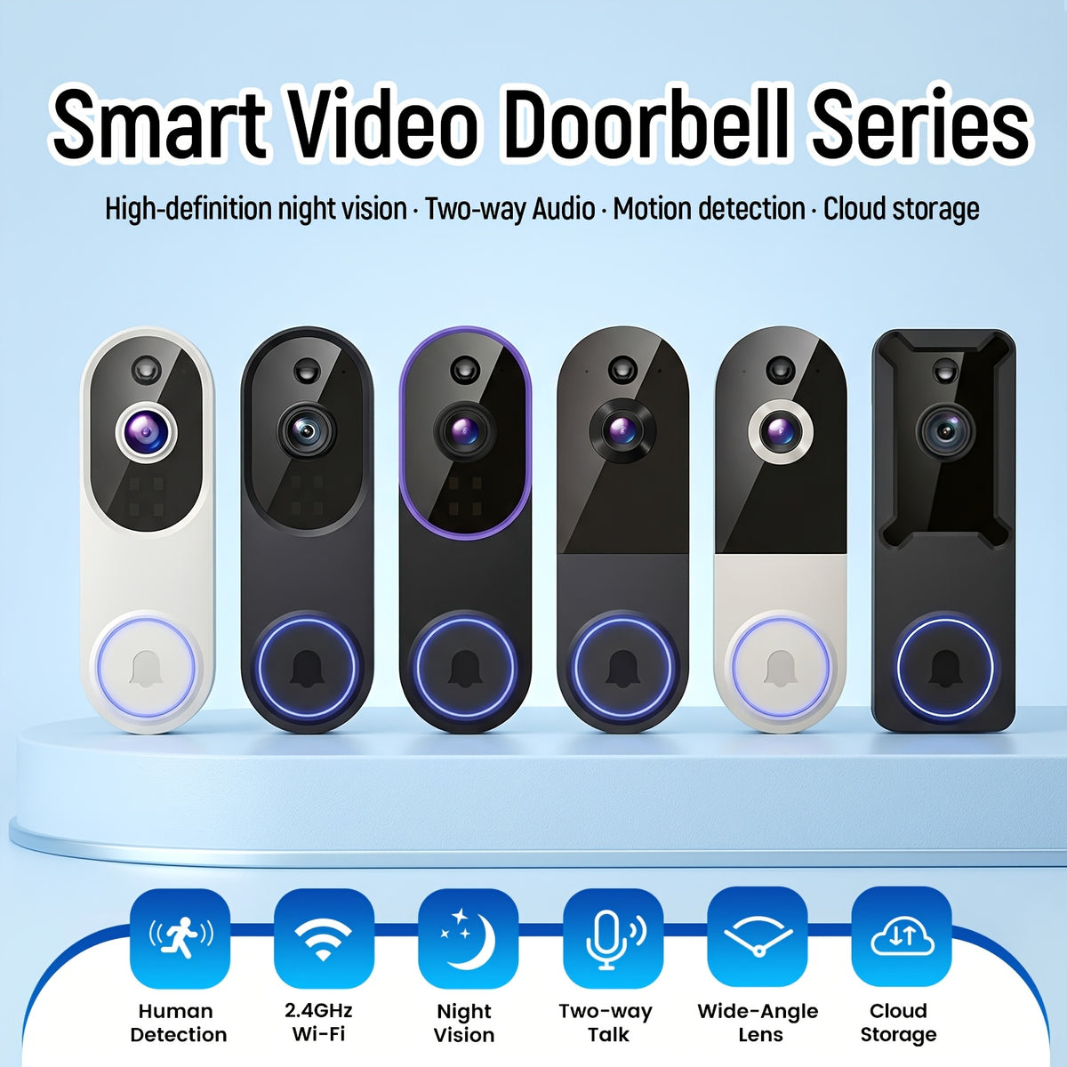 2K Smart Video Doorbell Camera – 166° Wide Angle, AI Human Detection, Two-Way Voice, Night Vision, Cloud Storage & 2.4G WiFi Wireless Doorbell for Home Security