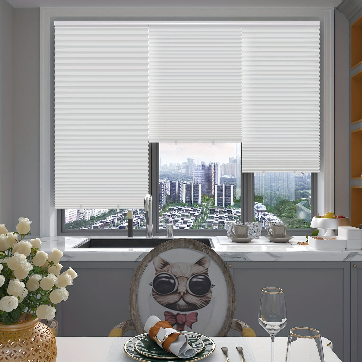 Blackout Pleated Paper Shades No Drill Cut to Size – 6 Pack Room Darkening Window Shades with 12 Clips, Temporary Portable Privacy Shades for Home, Travel & RV, Easy Install, 36"W × 72"H