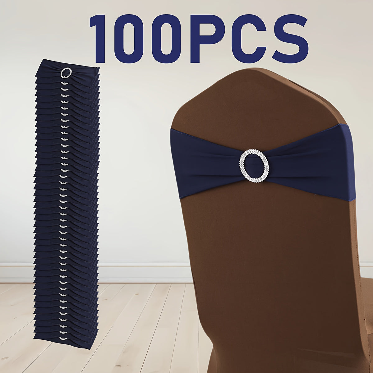 Elastic Chair Bands with Buckles 100pcs - Universal Chair Ties for Wedding Banquet and Party Chair Decoration