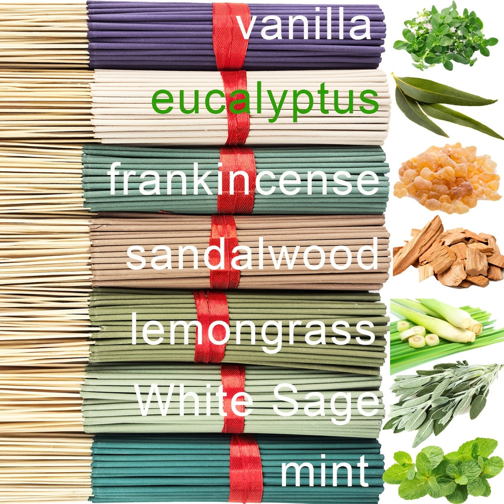 Forest Series Incense Sticks Set of 7 – Vanilla, Eucalyptus, Frankincense, Sandalwood, Citronella, Sage & Peppermint | Long-Lasting Colorful Aromatherapy Sticks for Home, Meditation & Relaxation
