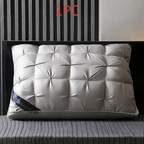 Hotel Quality Bed Pillows - Luxury Soft Polyester Fiber Satin Cover, Deep Sleep Neck Support No-Collapse, Zipper Closure Machine Washable, All-Season, 1/2/3/4-Pack White & Gray
