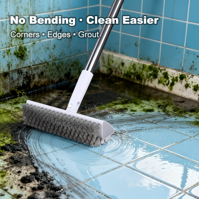 180 Rotating Multi-Purpose Cleaning Brush Long Handle Double-Sided Stiff Bristles Floor Scrubber for Bathroom Kitchen Patio Tile Shower Outdoor