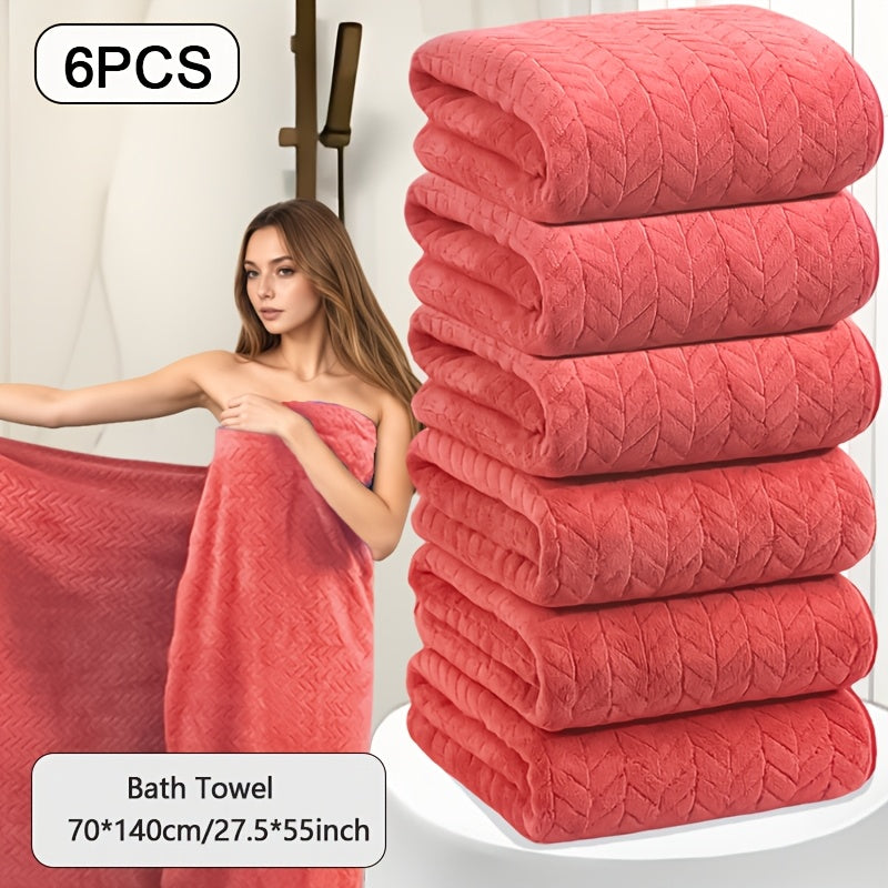 Oversized Striped Bath Towel Set – Absorbent Quick-Dry Adult Bath Towels for Spa, Hotel & Home | Available as Single or 6-Piece Set | Multiple Colors