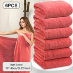 Oversized Striped Bath Towel Set – Absorbent Quick-Dry Adult Bath Towels for Spa, Hotel & Home | Available as Single or 6-Piece Set | Multiple Colors