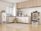55 Inch Pantry Cabinet Kitchen Storage Cabinet with Adjustable Shelves and Drawer Wooden Buffet Cupboard for Kitchen Living Room Bathroom Dining Room Black White Brown