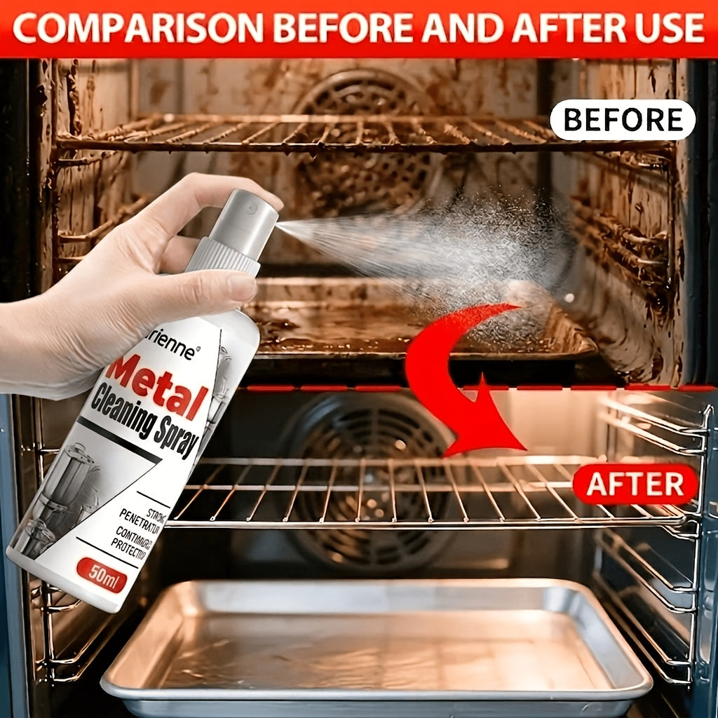 Heavy Duty Oven and Metal Cleaning Spray Powerful Degreaser for Stubborn Grease on Ovens Stovetops Pots Pans Fast-Acting Formula with Towel 1.69 oz