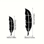 Acrylic Feather Mirror Wall Stickers Silver Self-Adhesive 47x12 Inch Decorative Mirror Wall Decal Art for Living Room Bedroom Home Wall Decoration
