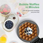 Bubble Waffle Maker 7-Inch 1000W | Hong Kong Egg Waffle Electric Grill with Nonstick Coating | Ready in 5 Mins for Breakfast, Desserts & Ice Cream Cones | Christmas Gift Idea