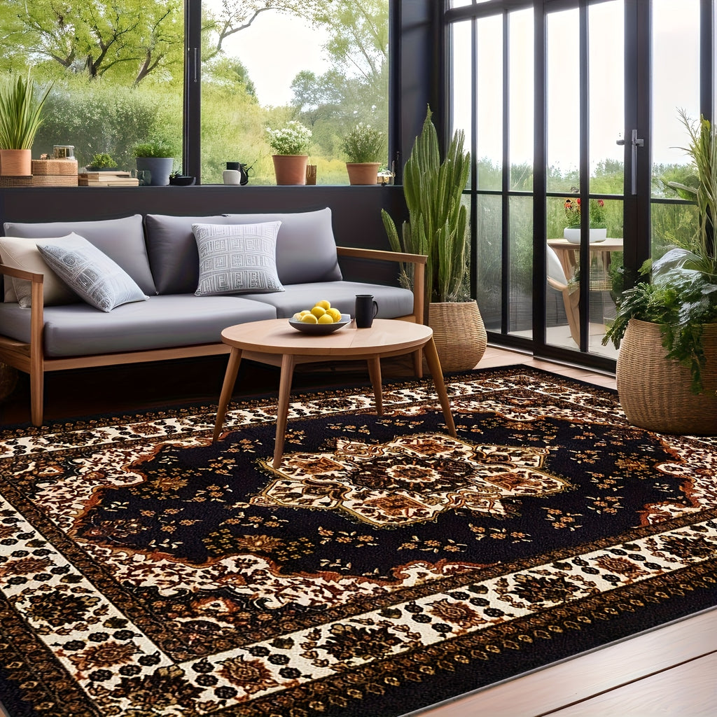 Persian Bohemian Luxury Area Rug Soft Fluffy Anti-Slip Machine Washable – Vintage Plush Living Room Bedroom Rug for Modern & Traditional Decor – 4 Sizes