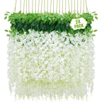 24 Pack Fake Wisteria Hanging Flowers 3.6 Feet Long, Artificial Wisteria Vine Garland for Wedding, Garden & Wall Decoration – White, Pink, Purple, Light Pink & Blue
