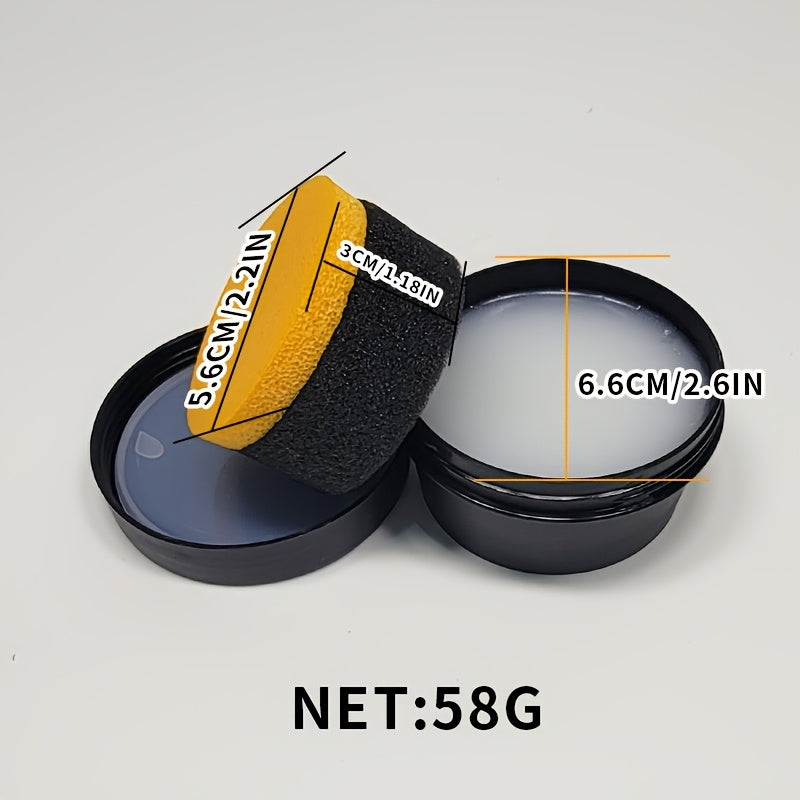 Leather Conditioner & Polishing Wax Kit 58g - Colorless Universal Leather Care Cream for Shoes, Bags, Furniture & Faux Leather with Sponge Applicator