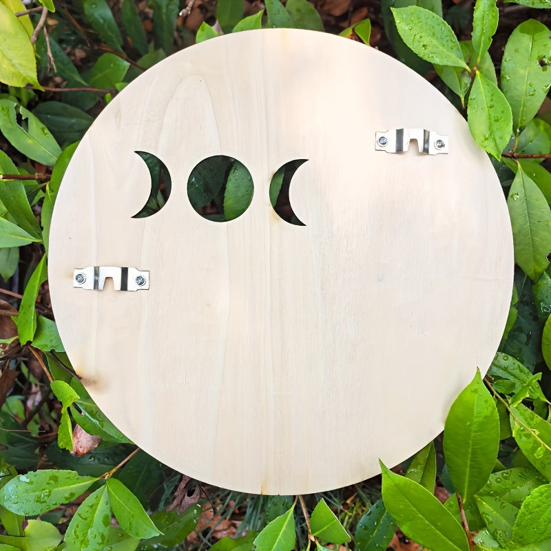 Crescent Moon Crystal Display Shelf – Wooden Floating Wall Shelf for Crystals, Boho Moon Phase Decor, Round & Crescent Shapes for Bedroom Altar Witch Room