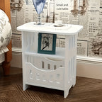 Compact Modern Bedside Table with Open Shelf Space Saving Nightstand Minimalist Storage Rack for Bedroom Dorm Office Living Room Easy Assembly White