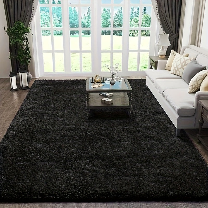 Black Fluffy Shag Area Rug – Ultra Soft Plush Non-Slip Non-Shedding Indoor Carpet for Living Room, Bedroom & Playroom – 4 Sizes