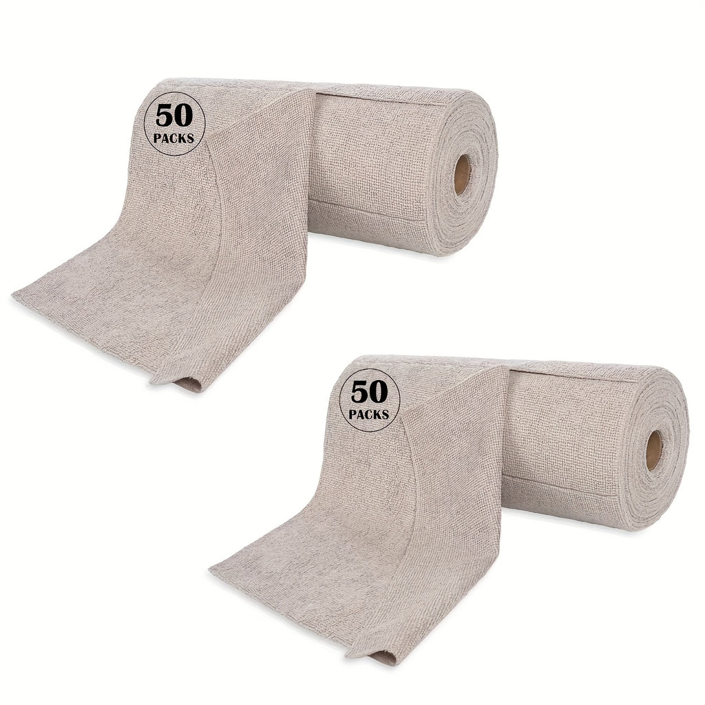Microfiber Cleaning Cloths 100 Pack, Washable Reusable Tear-Away Towel Roll, 12x12 Absorbent Rags for Kitchen Bathroom Car House Dishcloths