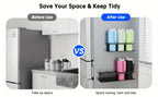 Magnetic Cup Holder for Fridge Heavy Duty Metal Organizer Rack for Tumblers Water Bottles Travel Mugs Drinkware - Magnetic Fridge Cup Organizer for Kitchen Pantry Cabinet Laundry Room, Black, 1-2 Pack