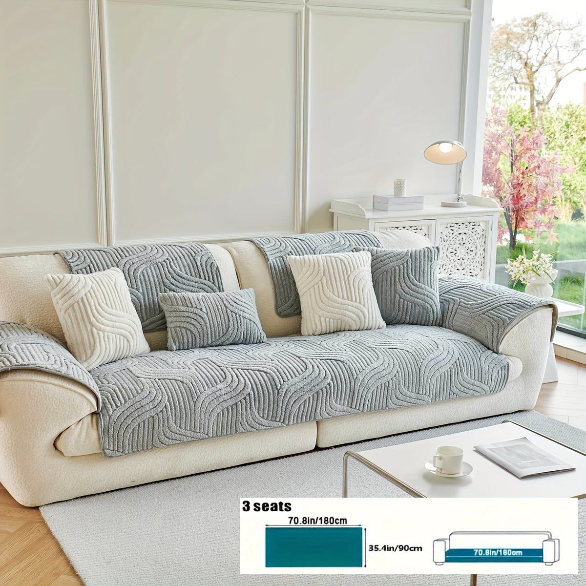 Plush Non-Slip Sofa Cushion Cover Luxury Modern Pet-Proof Breathable Seat Pad Slipcover for Couch Living Room Bedroom Office – Soft Velvet Sofa Seat Cushion Protector Home Decor