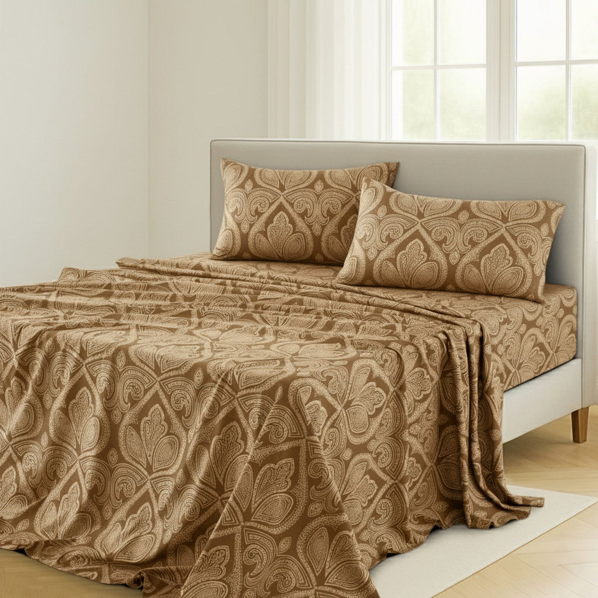 Paisley Bed Sheet Sets Queen King Twin Full Cal King – Soft Brushed Microfiber Deep Pocket Fitted Sheet & Pillowcases, Wrinkle Free