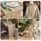 6-Pack Boho Gauze Table Runners 21.7x72.8 Inch Semi-Sheer Cheesecloth Fabric Wedding Baby Shower Birthday Farmhouse Home Decor