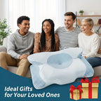 Cooling Neck Pillow Ergonomic Contour Support - Viscose Fill Breathable Cooling Cover, High-Loft Cervical Pillow for Side & Back Sleepers, Blue & Grey