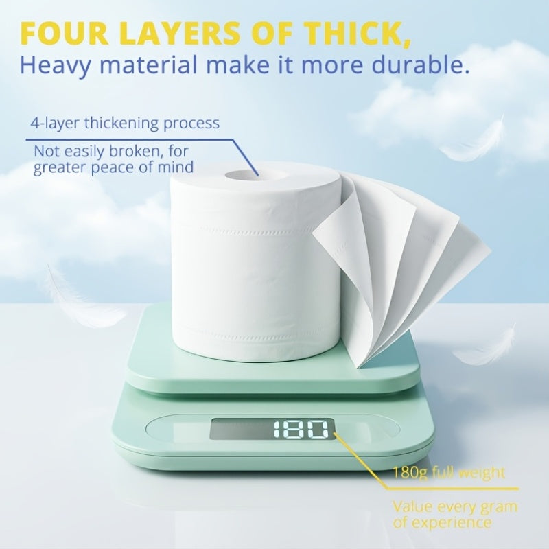 4-Ply Ultra-Soft Toilet Paper Bulk Rolls - Virgin Wood Pulp, Thick & Strong, No Flakes, Gentle on Skin, 10 / 20 / 30 Roll Packs for Home, Office & Hotel Bathrooms
