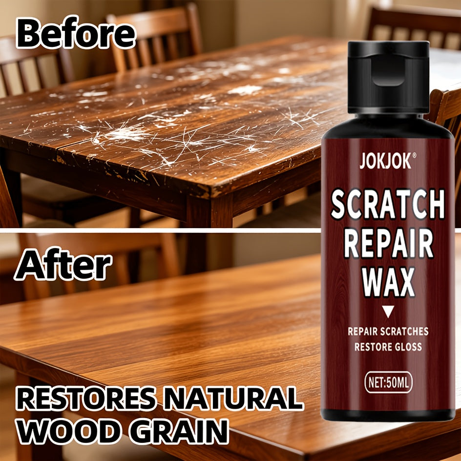 JOKJOK Wood Scratch Repair Wax & Polish with Sponge – Restores Luster, Prevents Drying & Aging on Hardwood Floors, Mahogany, Cabinets, Doors, Tables & Furniture