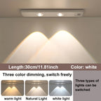 LED Motion Sensor Light Strip USB Rechargeable – Under Cabinet Wardrobe Night Light, 3 Color Modes, Self-Adhesive Magnetic Mount for Kitchen, Bedroom & Shoe Cabinet | 20/30/40cm