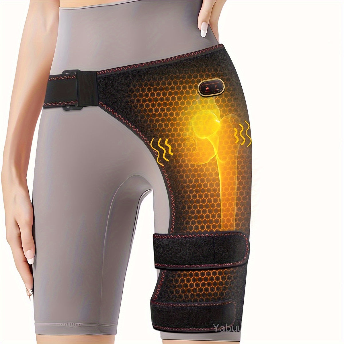Vibrating Heated Hip Massager Pad – USB Electric Heat Therapy with 3 Temperature Settings & Timer for Hips, Thighs & Buttock Relief, Size S/M, Black