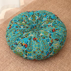 Bohemian Round Floor Pillow Thick Cushion – Vintage Colorful Floral Pattern, Fade-Resistant Cotton & PP Cotton, All-Season Decorative Living Accessory, Multiple Colors