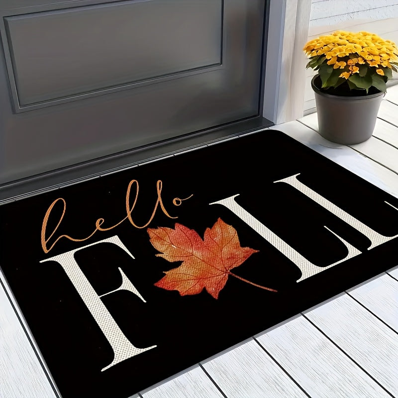 Thanksgiving Welcome Mat Autumn Maple Leaf - Non-Slip Washable Flannel Doormat for Entryway Porch Bedroom, Soft Seasonal Fall Floor Mat, 2 Sizes