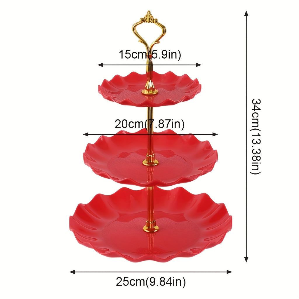 European-Style Plastic Tiered Cake Stand for Parties – 1 or 3-Piece White Dessert Display for Cupcakes, Fruit & Sweets, Birthdays, Weddings & Graduations