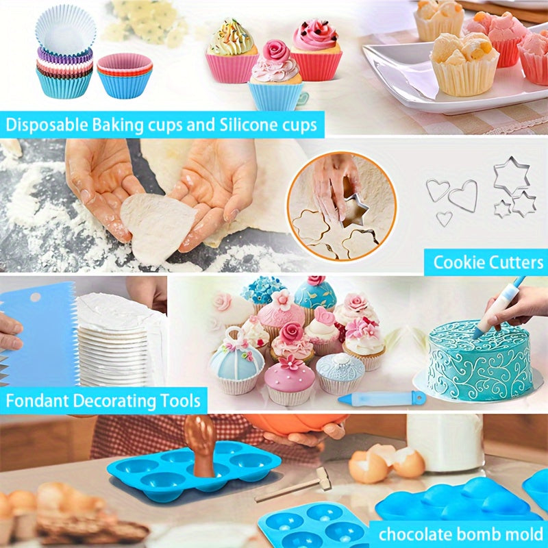 Cake Decorating Kit 236 & 386 Piece Piping Tips Set Stainless Steel Frosting Nozzles with Russian Tips Pastry Bags - Complete Baking Decorating Tools for Beginners