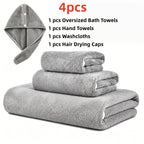 Microfiber Bath Towel Set 4 or 8 Piece – Extra Large 71×35” Ultra-Soft Quick Dry – Includes Bath Towel, Hand Towels, Washcloths & Hair Drying Cap for Bathroom, Hotel & Gym