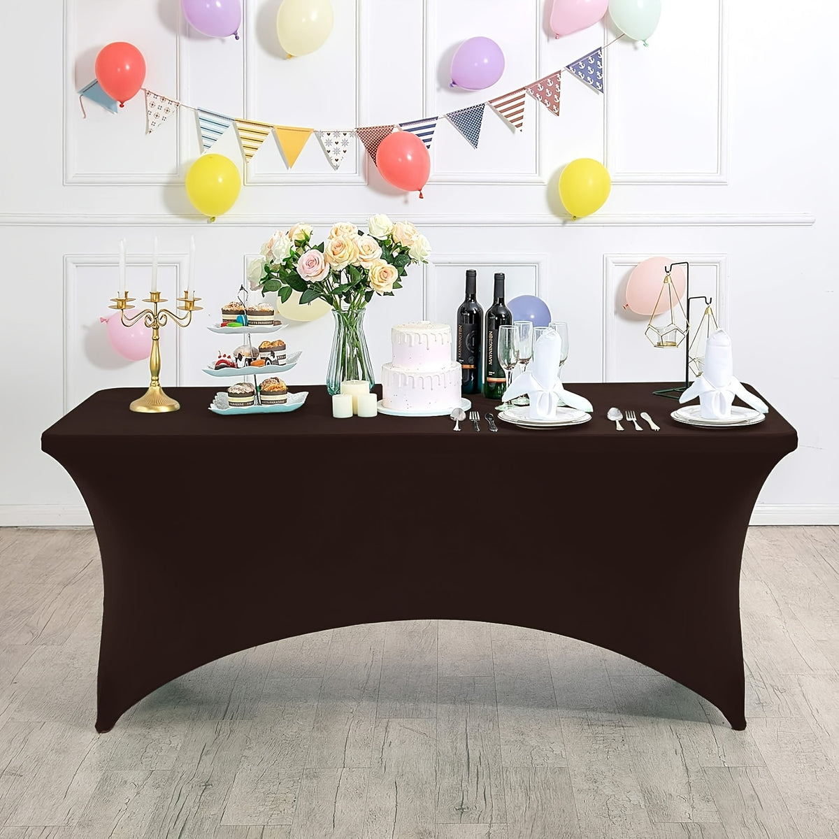 Spandex Fitted 6FT Tablecloth for Rectangular Tables – Wrinkle-Resistant Elastic Table Cover for Parties, Weddings, Trade Shows & Events – 2/4/8/12-Pack in Black, White & Light Yellow