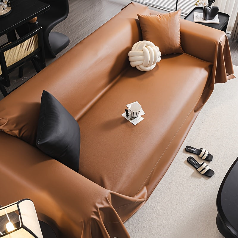Faux Leather Sofa Cover Universal Anti-Slip Pet Friendly Machine Washable Couch Slipcover All Season Light Grey Coffee Black 3 Sizes