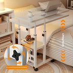 Rolling Laptop Desk Movable Adjustable Height 360 Degree Rotating Wheels Bedside Computer Desk for Bedroom Living Room Dormitory Multifunctional Student Writing Desk Multiple Colors