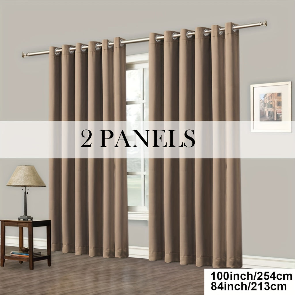 Room Darkening Blackout Curtains 4-Pack – Grommet Top Plain Weave Sun Blocking Drapes for Living Room & Bedroom, 9 Colors, 7 Size Options, Woven Polyester
