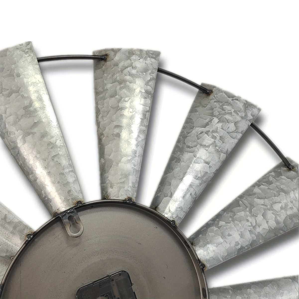 24 Inch Large Farmhouse Wall Clock with 3D Windmill Blades – Vintage Galvanized Metal Analog Clock, Battery Operated Quiet Movement, Home Decor for Living Room, Kitchen, Bedroom & Porch