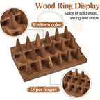 Solid Wood Ring Display Stand Jewelry Tower – 3-Tier Holds 18 Rings or 2-Tier Holds 12 Rings Elegant Ring Organizer for Home Decor Showcase Storage