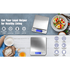 Digital Kitchen Scale 3000g 0.1g Accuracy - Pocket Food Scale with 6 Measurement Modes LCD Display and Tare Function - Compact Nutrition Scale for Cooking Baking Coffee and Meal Prep