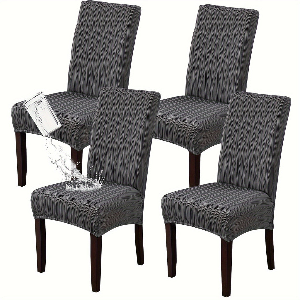 Stain-Resistant Stretch Dining Chair Covers Set of 4 or 6 Jacquard Polyester-Spandex Removable Slipcovers – Pet & Kid Friendly, Machine Washable, for Restaurant Home Wedding Christmas