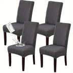 Stain-Resistant Stretch Dining Chair Covers Set of 4 or 6 Jacquard Polyester-Spandex Removable Slipcovers – Pet & Kid Friendly, Machine Washable, for Restaurant Home Wedding Christmas