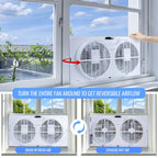 Twin Window Fan 9 Inch Expandable Dual Blade with Remote Control 2-Speed 3-Speed for Bedroom Living Room Kitchen Indoor Cooling