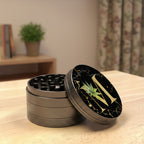 Manual Spice & Herb Grinder with Pollen Catcher - Personalized A-Z Initial Letter Metal Crusher, Portable 2 Inch Golden Marble Alphabet Design, Gift for Smokers & Herb Lovers (Black)