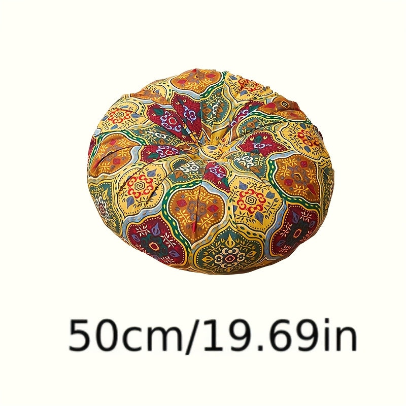 Boho Round Floor Cushion Pillow Thick Filling - Bohemian Decorative Accent Pillow for Sofa Living Room Bedroom, 6 Colors, 2 Sizes