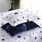 Galaxy Duvet Cover Set 3 Piece – Cartoon Star Universe Planets Print Soft Breathable Bedding with 2 Pillowcases for Bedroom Guest Room & Dorm, No Insert