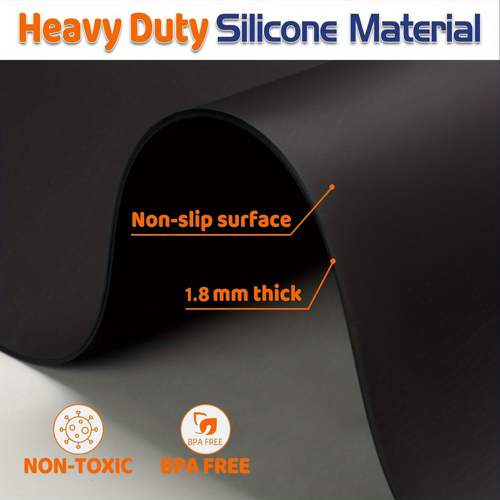 Silicone Kitchen Counter Mat Extra Large, Nonslip Heat Resistant Countertop Protector, Nonstick Waterproof Craft Mat & Table Placemat, Multi-Size in Gray, Black & Translucent