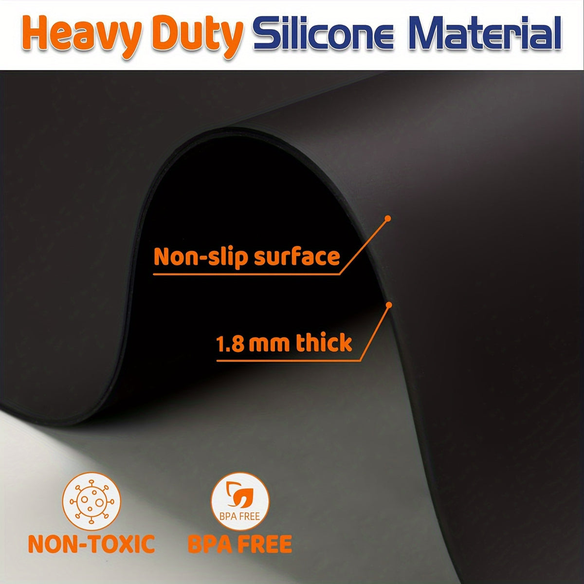 Silicone Kitchen Counter Mat Extra Large, Nonslip Heat Resistant Countertop Protector, Nonstick Waterproof Craft Mat & Table Placemat, Multi-Size in Gray, Black & Translucent